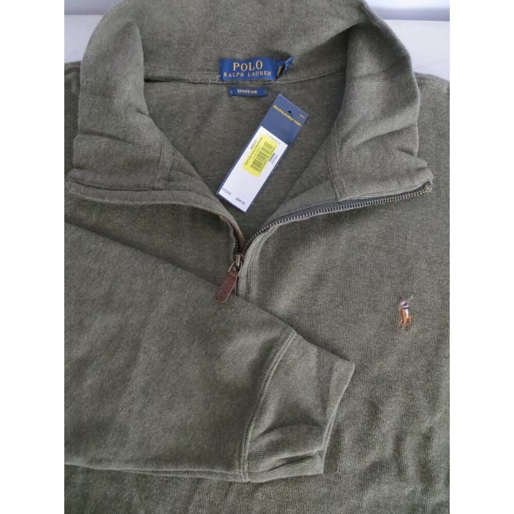 Polo Ralph Lauren Mens Quarter Zip Estate Rib Sweater Men’s 3XB Olive NWT